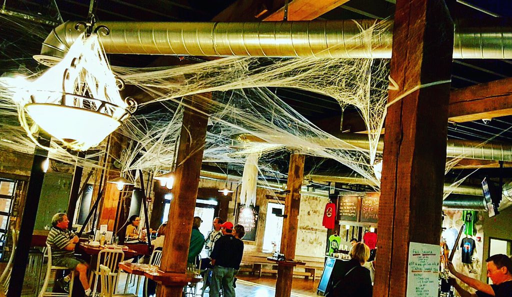 WoodcockBrewery's tweet photo. The brewery is looking ghoulishly scary for our Halloween Bash and the release of STIFF MITTEN SPICED WINTER ALE! https://t.co/hb8tuUjgxp