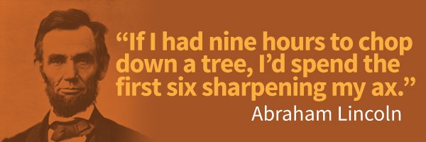 UpliftingCont's tweet image. "If I had nine hours to chop down a tree, I'd spend the first six sharpening my ax." 

#mondaymotivation