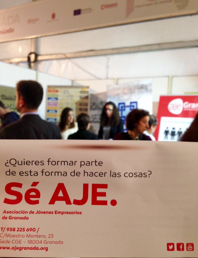 AJE_Granada's tweet photo. ¡¡Buenos días!! Hoy y mañana estamos en la Feria de Empleo de Granada #FEG2015 Pásate a conocernos ;) https://t.co/DmFluQjvbc