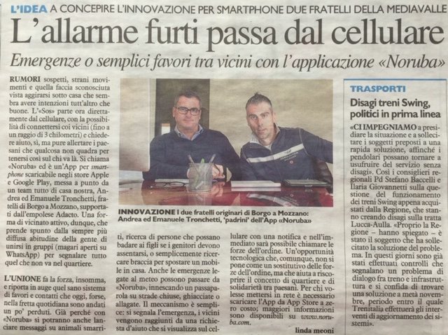 InfoNoruba's tweet photo. Ringraziamo @qn_lanazione per l'articolo che parla di Noruba App. #noruba #sicurezza #furti #app #social #vicini https://t.co/NdGQbdibeF