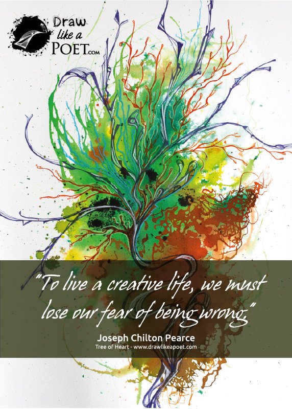 drawlikeapoet's tweet photo. "To live a creative life, we must lose our fear of being wrong"
 Joseph Chilton Pearce #quote  #art https://t.co/TiTMCNv5PQ