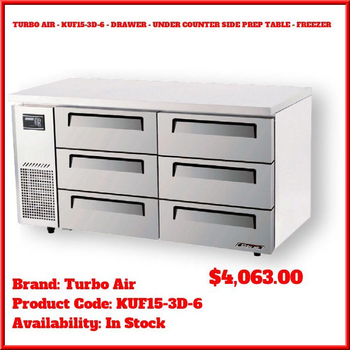 AlphaFlatpack's tweet image. TURBO AIR - KUF15-3D-6 - DRAWER - UNDER COUNTER SIDE PREP TABLE - FREEZER. BUY HERE goo.gl/p5WwKK