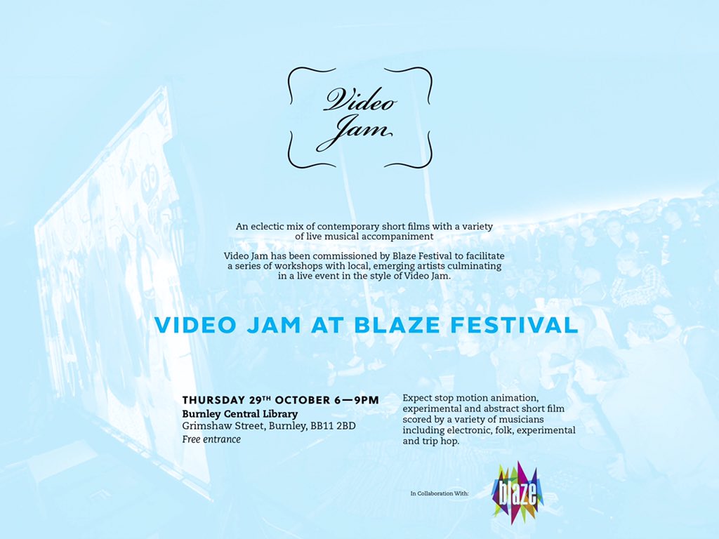 ShereenPerera's tweet photo. This Thursday @VideoJamManc graces Burnley Library for @Blazearts 6pm free. Ace acts from all over the shop https://t.co/QeJU6i4Lzo