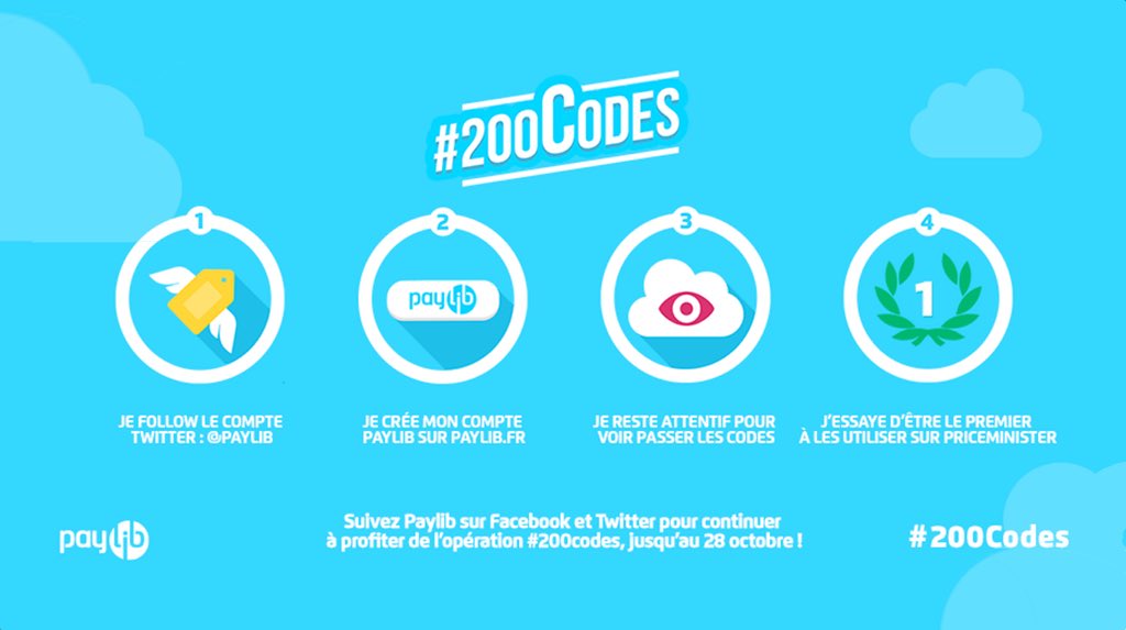 SG_etvous's tweet photo. Vous avez encore jusqu'au 28/10 pour être le premier à utiliser un des #200codes @paylib de 100 € sur @PriceMinister https://t.co/1XLHKflki5