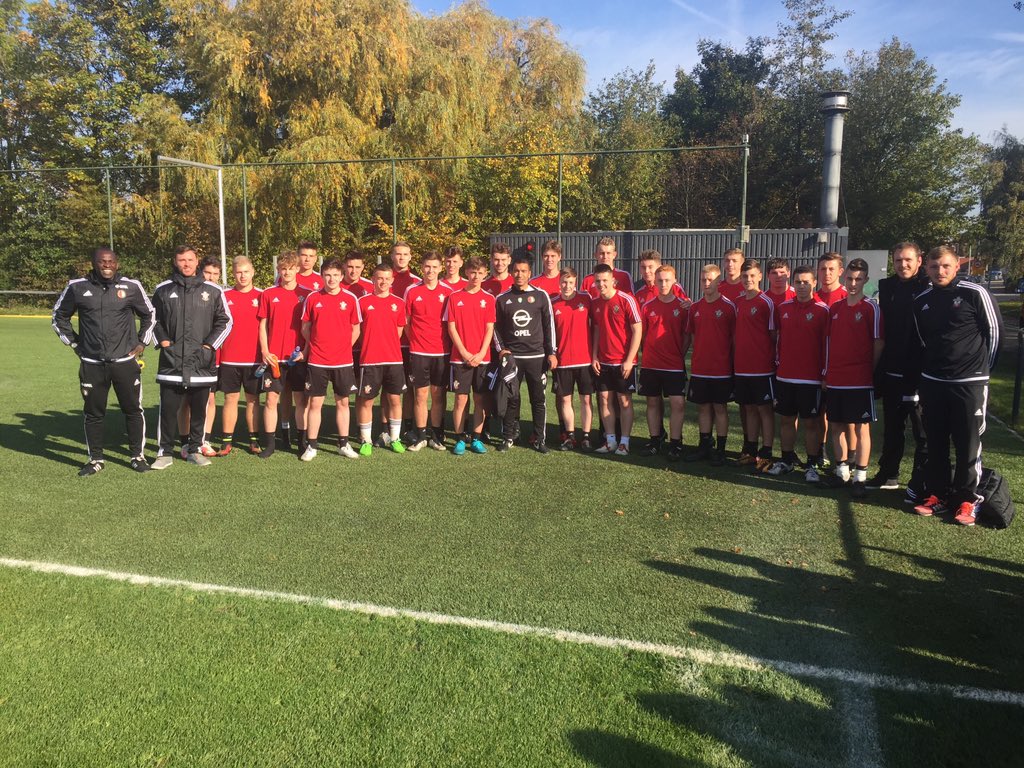 De Saint u17 from Southampton with Gio Van Bronckhorst manager Feyenoord Rotterdam.