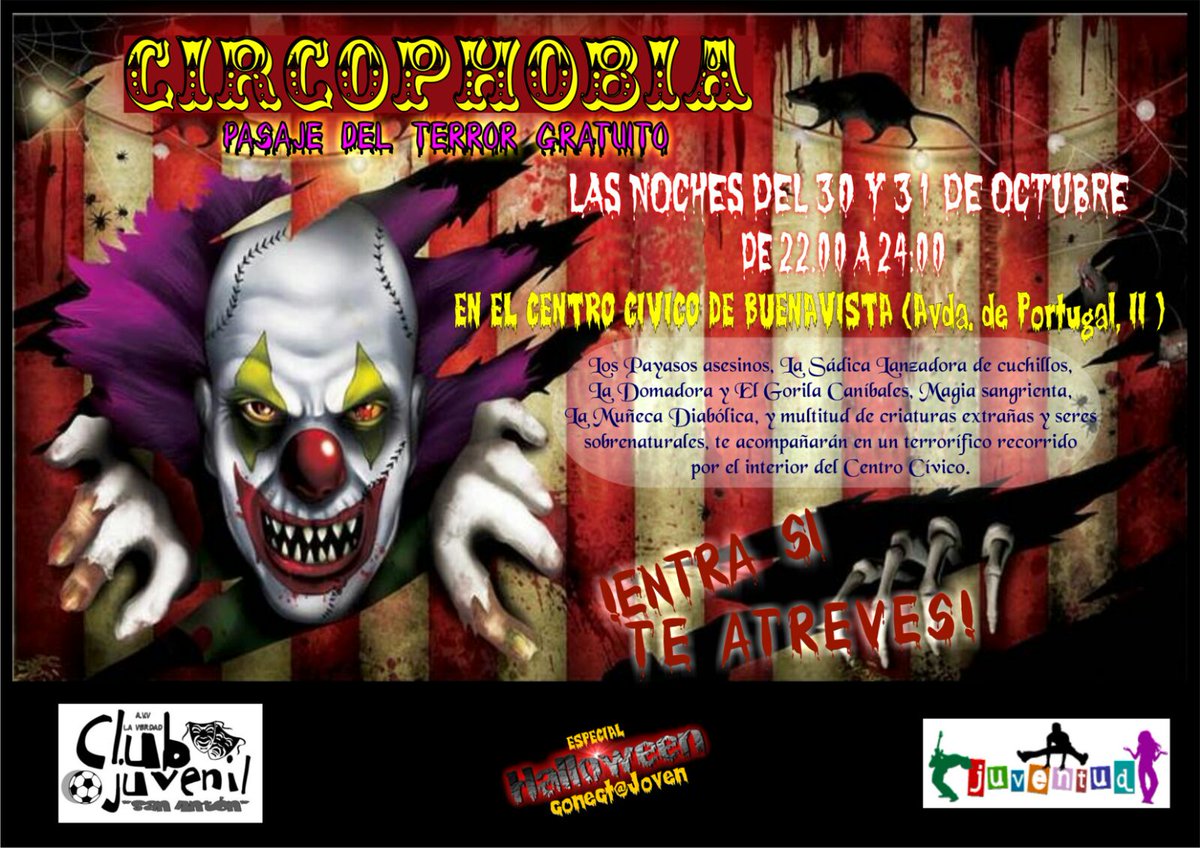 cjsananton's tweet photo. ¿Quieres pasar un halloween de muerte? Disfruta de nuestro nuevo espectáculo en el Centro Cívico de Buenavista https://t.co/bx8rrbyIOo
