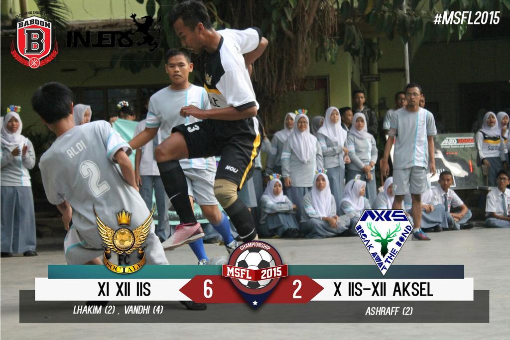 osismisa's tweet photo. Inilah hasil pertandingan pertama hari ini antara kelas XI&amp;XII IIS @EccitasoMISA vs X&amp;XII Aksel @ozonemisa #MSFL2015 https://t.co/mHcfMFEfBp