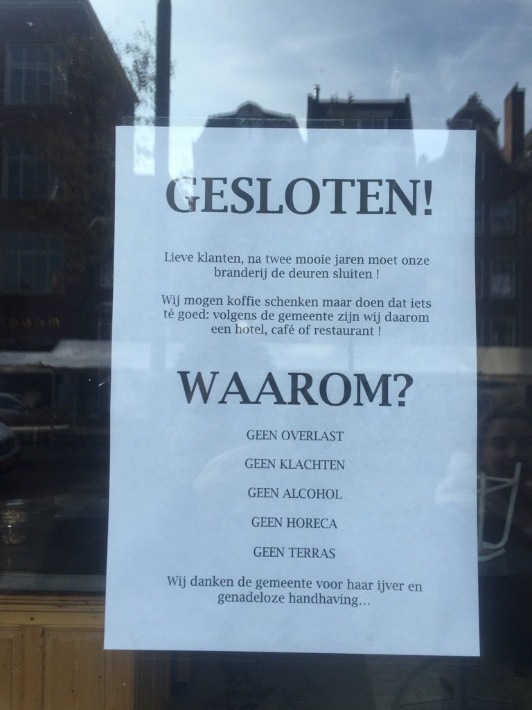 De hele stad wordt gecoupt door Nutella winkels maar 1 vd lekkerste koffiezaakjes moet sluiten. Well done gemeente.