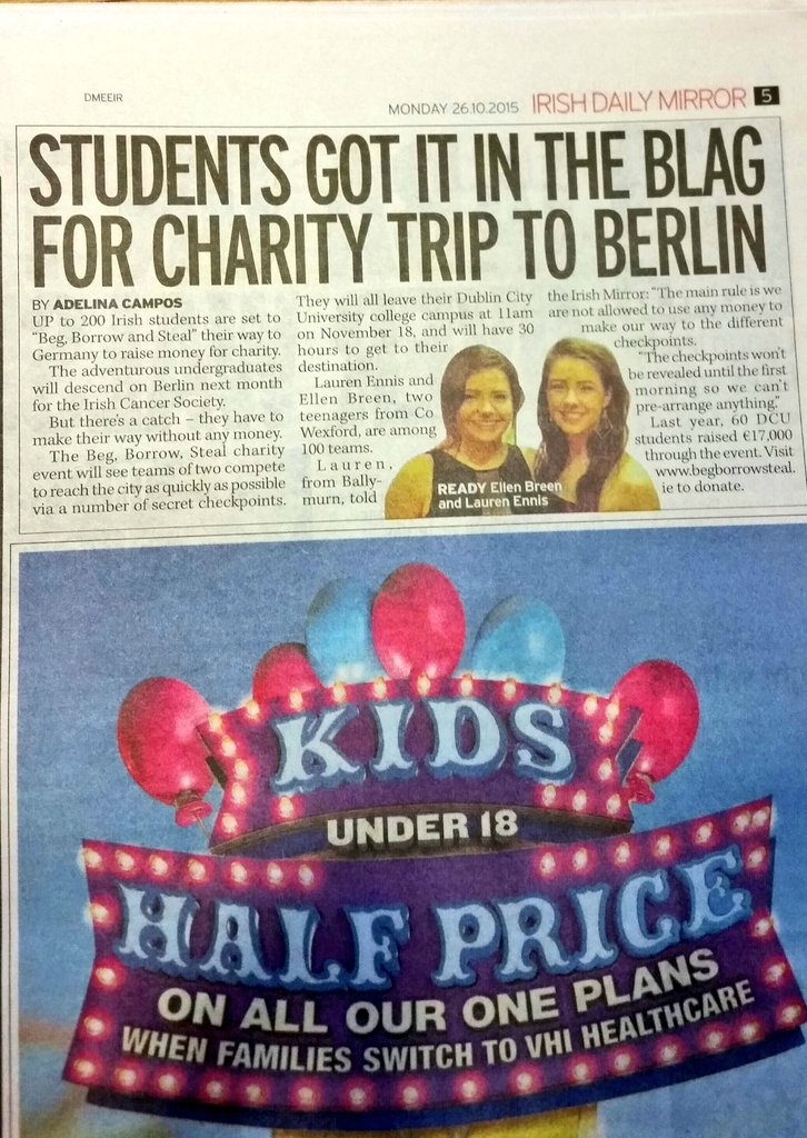 Page 5 of the <a href="/IrishMirror/">Irish Daily Mirror</a> today 📰✏  #DCUBegBorrowSteal #MaybeItsEnnisandBreen <a href="/IrishCancerSoc/">Irish Cancer Society</a>