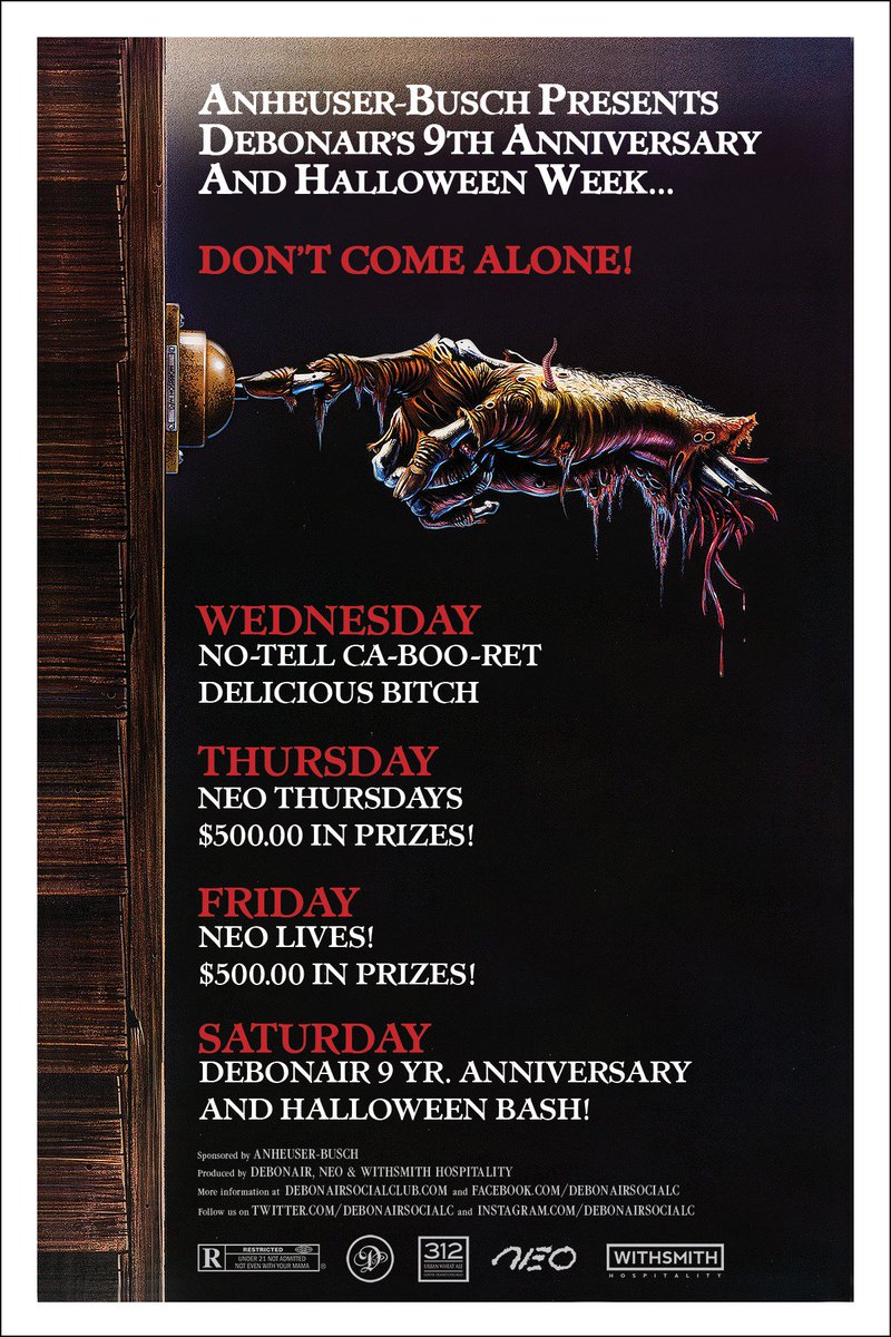 Debonair Social Club (@debonairsocialc) on Twitter photo This week's Debonair & <a href="/NeoChicago/">Neo Nightclub</a> Halloween Lineup!
Sponsored by <a href="/AnheuserBusch/">Anheuser-Busch</a>
#Chicago #WickerPark #Halloween This week's Debonair & <a href="/NeoChicago/">Neo Nightclub</a> Halloween Lineup!
Sponsored by <a href="/AnheuserBusch/">Anheuser-Busch</a>
#Chicago #WickerPark #Halloween