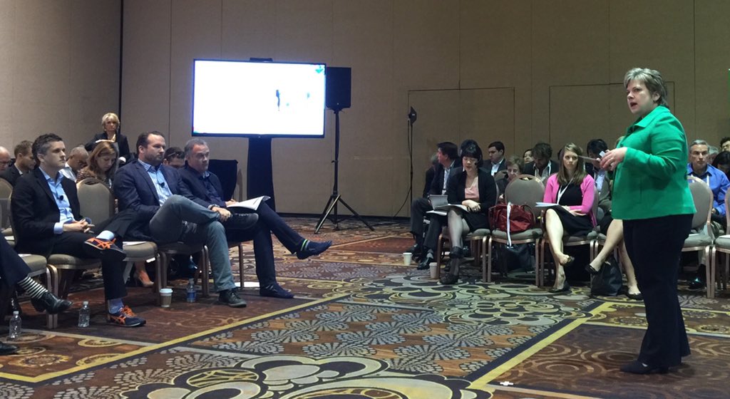 MarkSmithAISW's tweet photo. IBM Exec @BethTSmith outlines advancement of @IBMAnalytics on Spark Cognos Analytics #IBMInsight https://t.co/ySTbSTlx70