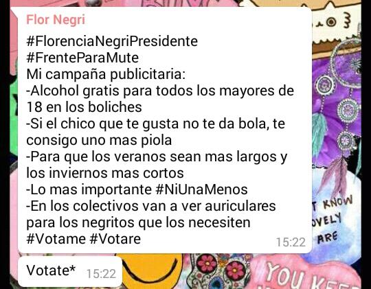 GimeMoreno111's tweet photo. #VotaPorElCambio #VosElegis #SabadosDeMute #FlorenciaNegri #FRENTEPARAMUTE https://t.co/EPwzpAHIMz