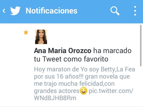 AlwaysCinefila's tweet photo. 😱😃ana maria dio Favorito a mi Tweet!😀un regalo adelantado por mi cumpleaños que es este Viernes! No lo puedo creer! https://t.co/Szns8ZxdOJ
