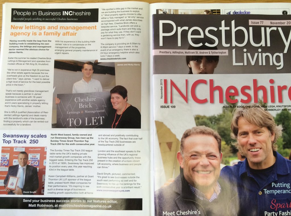 BrickCheshire's tweet photo. Read all about us in INCheshire and Prestbury Living #knutsford #cheshire @InCheshireMag https://t.co/CLMefTHFCS