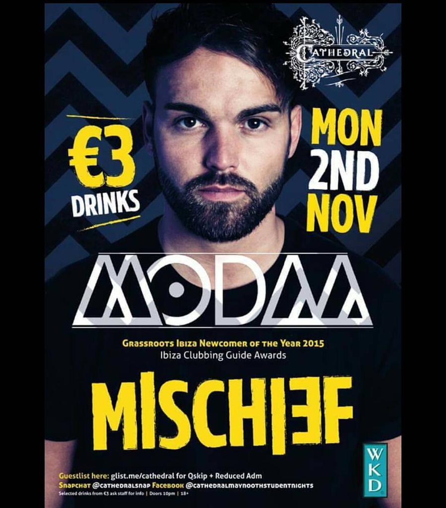 HDSOURCE1's tweet photo. Boom! @ModaaMusic at @CathedralVenue  Monday 2nd November!
#mischiefmondays  #thinkparty #thinkibiza https://t.co/hgffMtv6yN