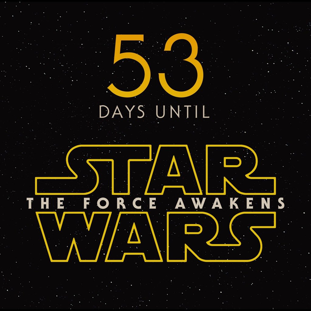 StarWarsCount's tweet photo. 53 days until #StarWars #TheForceAwakens https://t.co/mH2lGNUkDD