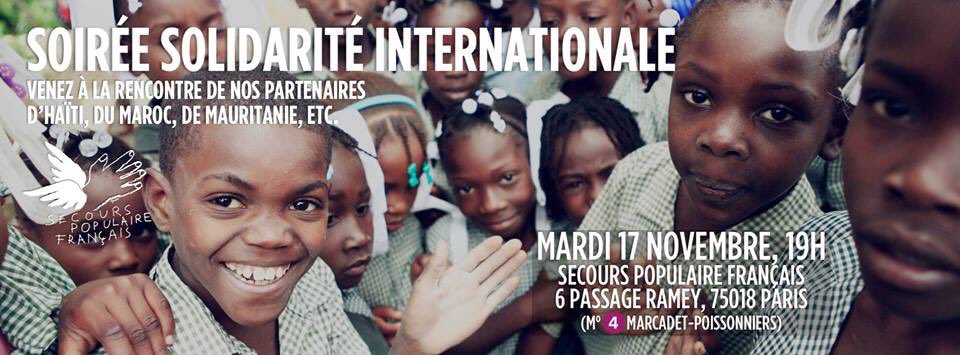 SecourspopIDF's tweet photo. #soirée #solidaritéinternationale au @SecourspopIDF le 17 novembre ! #Haiti #Maroc #Mauritanie #BornToBeSolidaire https://t.co/R6WD9VwdSw