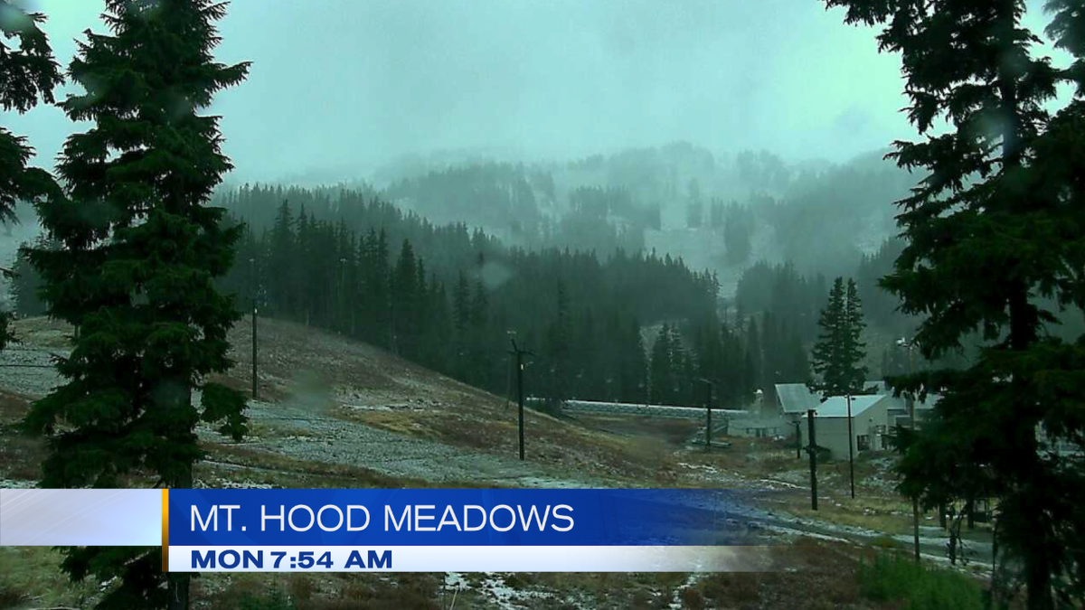 SallyHeartprint's tweet photo. Snow @mthoodmeadows this morning!  Snow level right around 5,000'! #koin6news https://t.co/gvha1FEl6X