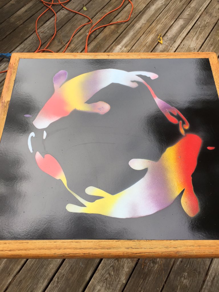 KoiPondBrewing's tweet photo. Painting tables! #lovemyjob #koipondbrewing #brewmill https://t.co/DO19MDVE0w
