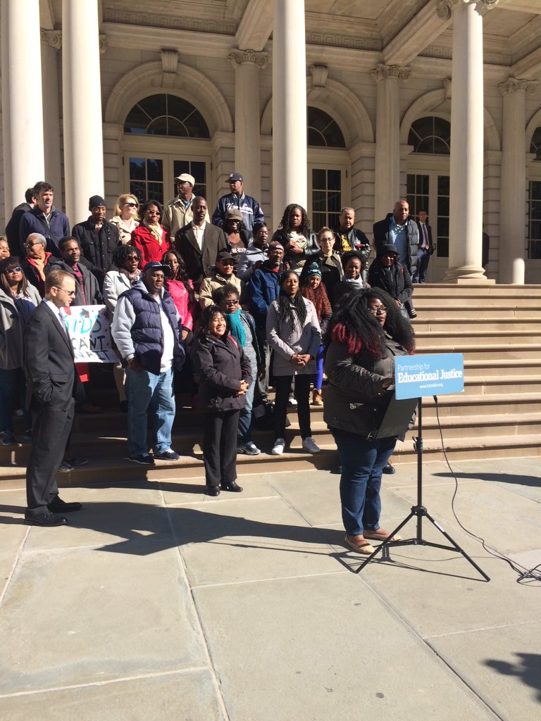 Part4EduJustice's tweet photo. "We will keep telling our stories. We will not stop fighting." Tauana Goins #WrightvNY #edjustice https://t.co/RHCipPkaVl