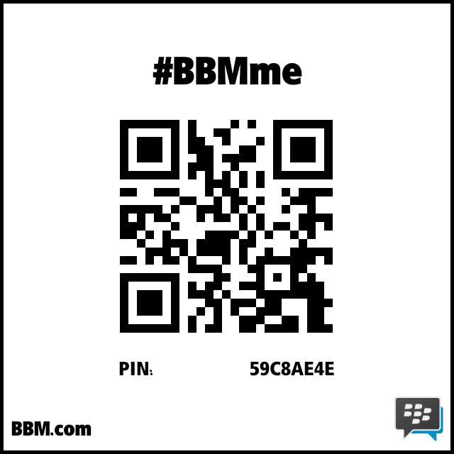 رمز PIN لـ#BBMme: 59C8AE4E
pin.bbm.com/59C8AE4E
