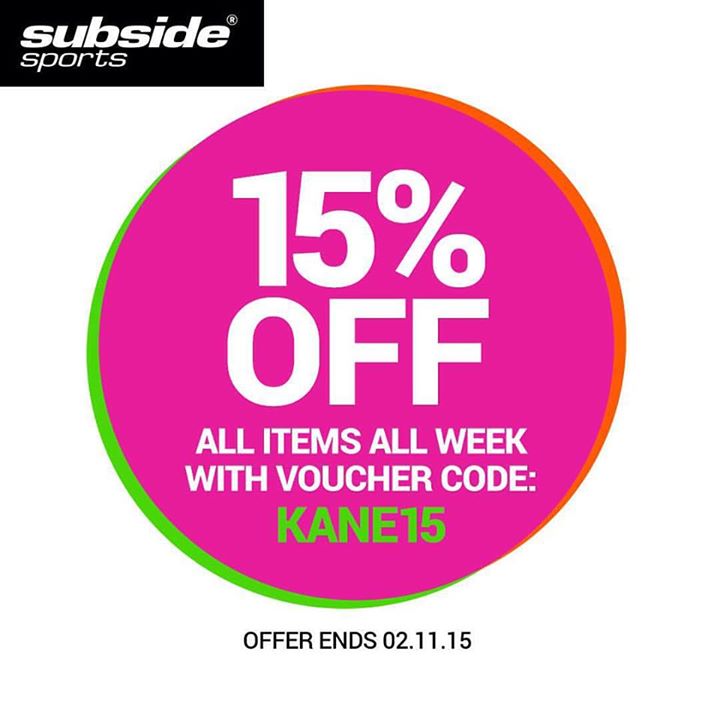 subsidesports's tweet photo. 15% off all items ending 02.11.15 --- voucher code: KANE15  @subsidesports #subsidesports #Discountcode #Football https://t.co/i1VrpPh3Ip