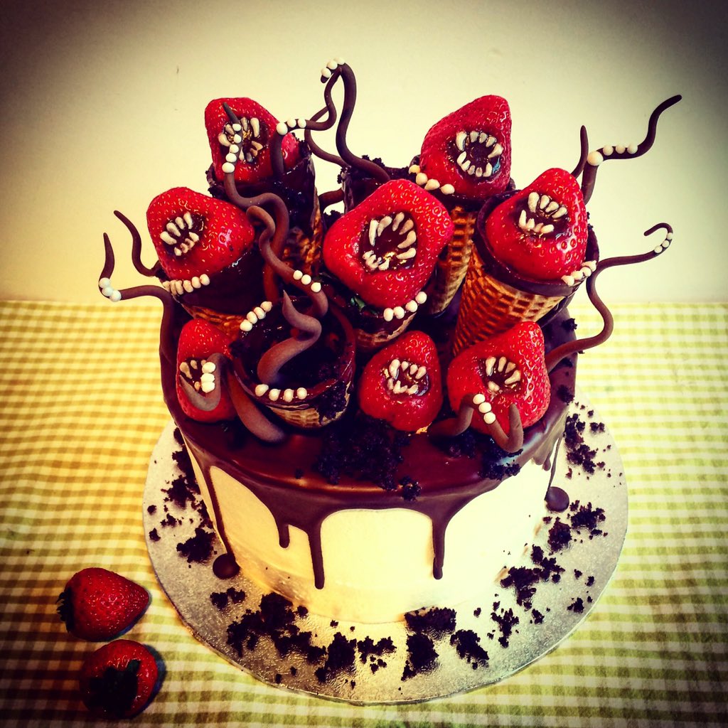 'killer strawberries ' cake! inspired by @christinehmcconnell -order yours by Wednesday for Halloween delivery ! x