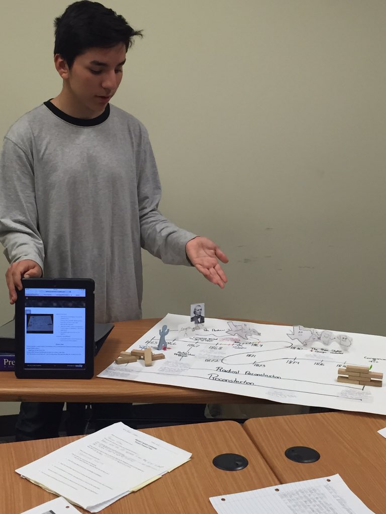 CvilleJunkie's tweet photo. PBL student Pedro Cuevas presenting his project and 3D timeline over the Reconstruction. #PBLProud #NadoNation https://t.co/uDWltXiIcs