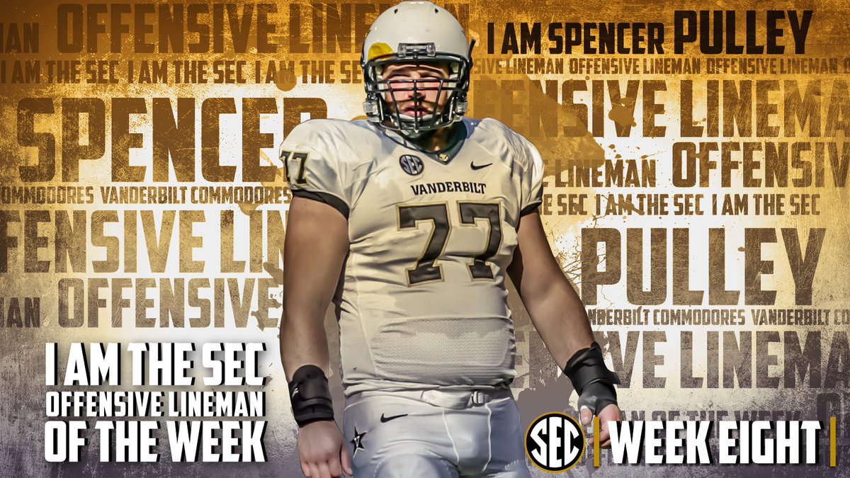 SEC's tweet image. Earned a 99% blocking grade in his Commodore victory over Mizzou.

O-Lineman of the Week: Spencer Pulley #SECHonors