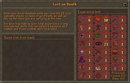 OldSchoolRS's tweet image. Which skills will you be protecting in #DeadmanMode?