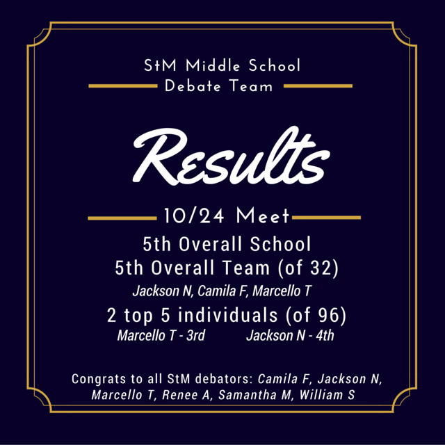 STMMiddle's tweet photo. Kudos #StMMiddle Debate Team on a great first meet this weekend! Tell these Ss congrats. Next meet-11/12.  #stm1516 https://t.co/01vOjrcYtx