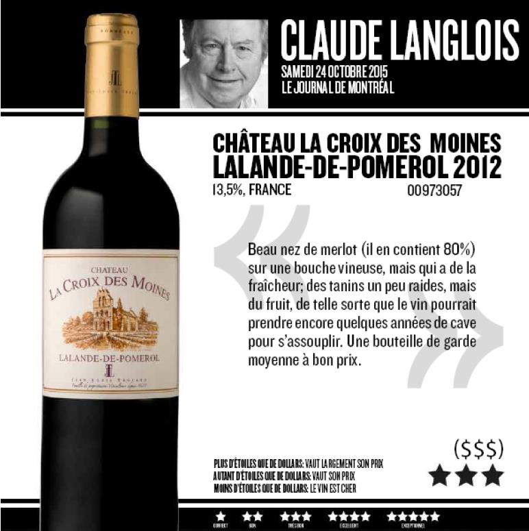 Château La Croix des Moines 2012 Journal de #Montreal #claudelanglois <a href="/VinsdeBordeaux/">Les Vins de Bordeaux 🍇</a> <a href="/SelectFrechette/">Fréchette, Vins d’exception</a> <a href="/brasseriebx/">brasseriebordelaise</a>
