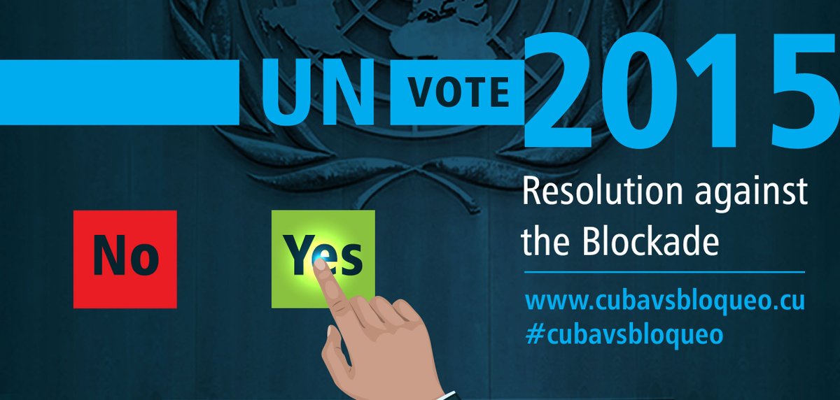 CubaMINREX's tweet photo. We are  voting  today in UN against the US blockade to #Cuba #bloqueo #CubavsBloqueo https://t.co/xZav9G1EHy