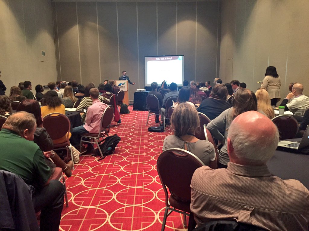 SustainableTAMU's tweet image. Packed room for Ben's State of Race presentation at #AASHE2015 #BlackLivesMatter