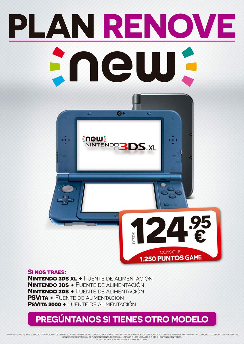 VideojuegosGAME's tweet photo. ¿Queréis Plan Renove? ¡Pues TOMAD 3! PS4, Xbox One o New Nintendo 3DS XL. https://t.co/kclCdzapHz