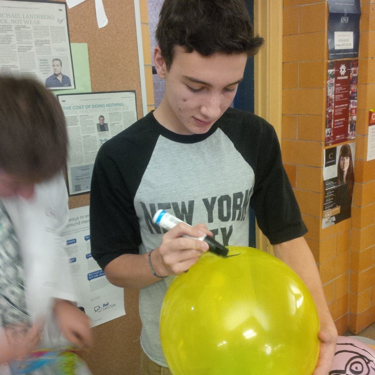 PrincipalNSS's tweet image. Here's a new idea this year for @nssunitedway #classprojects: balloon friends. Henry's drawing mine right now! @tdsb