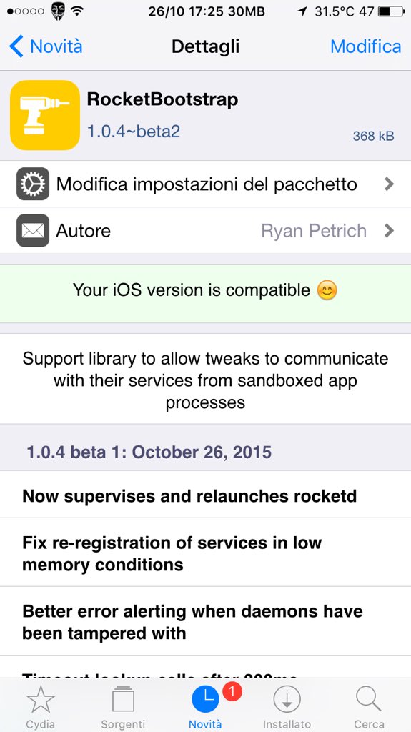 CydiaGeek's tweet photo. @iM4CH3T3 @AR9Jailbreaker I see a new #RocketBootstrap update! And I sill getting the other issues on Cydia :/ https://t.co/ggbF3ArrX6