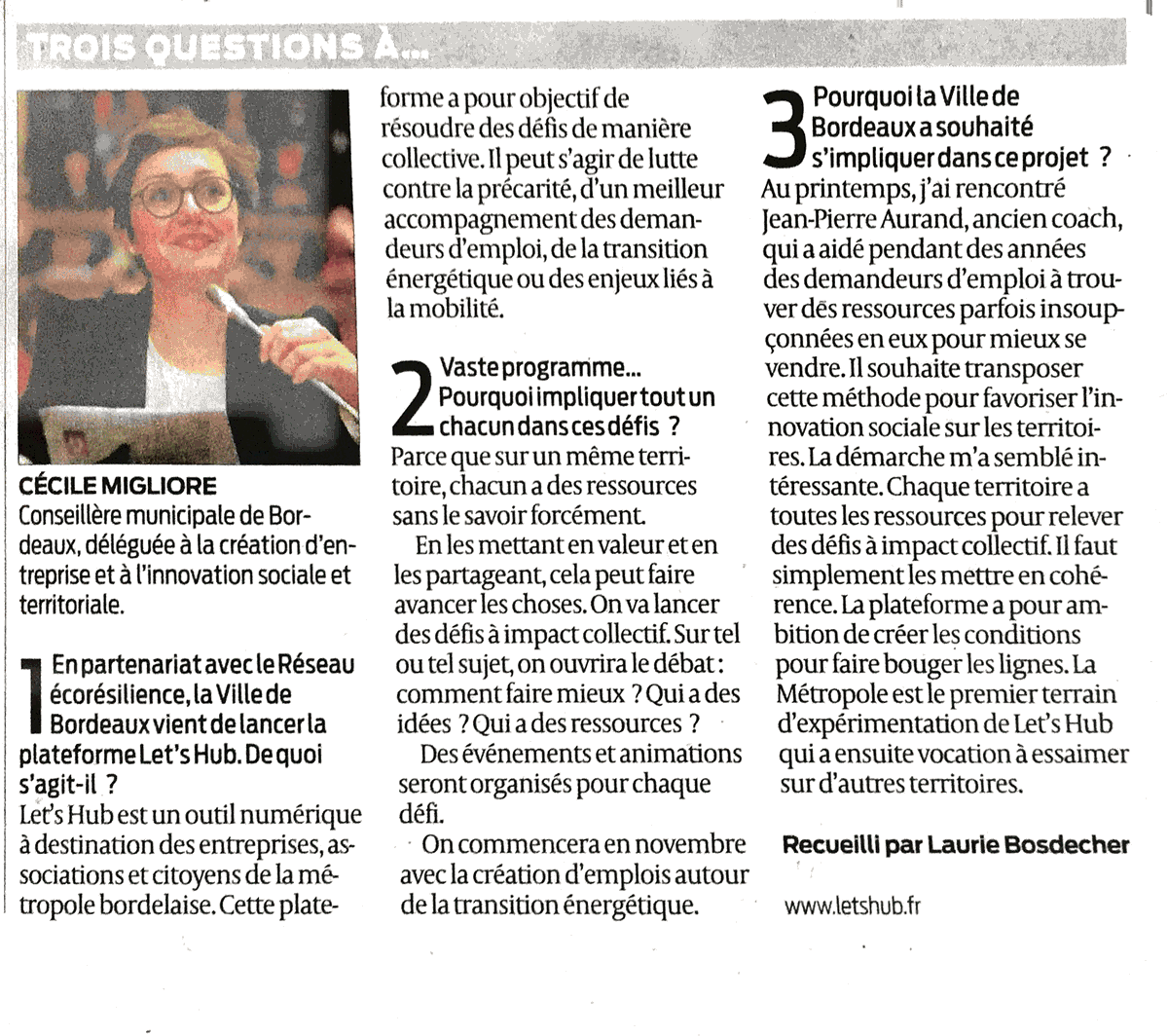 Letshubfr's tweet photo. On parle de nous dans la presse ! #LetsHub #Bordeaux https://t.co/o9WDe4pgAH
