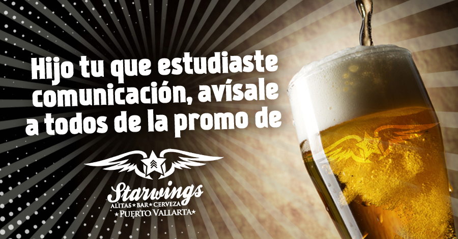StarwingsPV's tweet photo. #Lunes tenemos 2x1 en #cerveza, $55 orden #alitas, en #Starwings https://t.co/oB3GG1uzLf