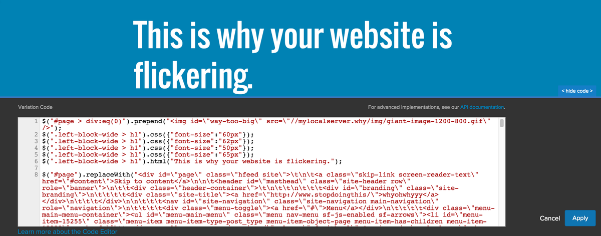 Liftmap's tweet image. 11 ways to eliminate Flash of Original Content bit.ly/207clBy #CRO #ABTesting