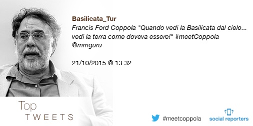 Quello delle ore 13.32 rimane il tweet con più re-tweet. 90 min al #meetcoppola: rimarrà in testa? #socialreporters