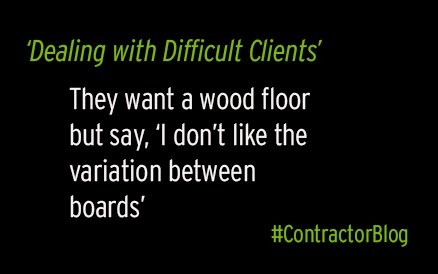 NWFA_WoodFloors's tweet photo. You can relate. 'Dealing w/ Difficult Clients' on @hfmag's #contractorblog https://t.co/YiRepXqjfR https://t.co/JqDe2m6Iwe