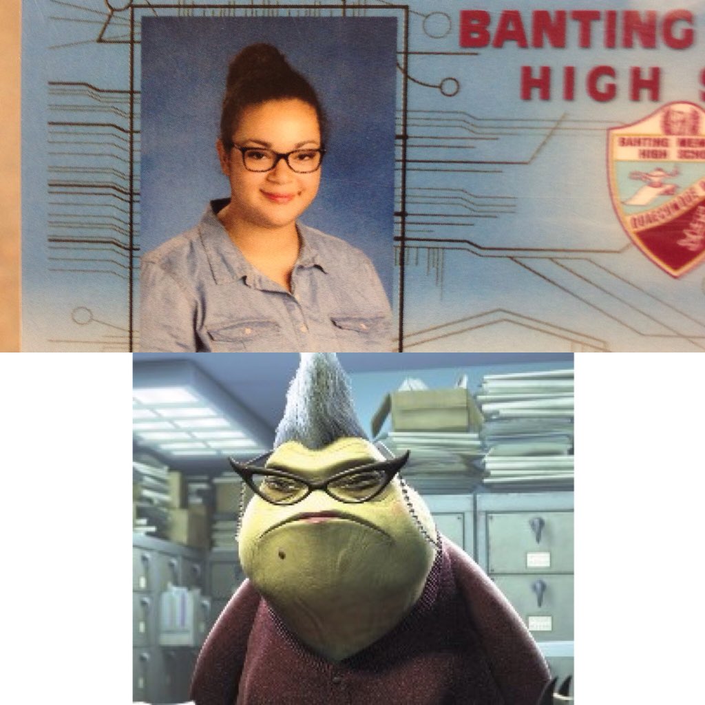 Why do I look like the receptionist from monsters inc in my student card