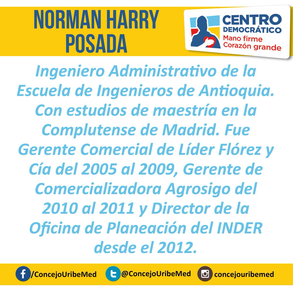 ConcejoUribeMed's tweet photo. Conoce más de uno de nuestros candidatos electos al Concejo de Medellín https://t.co/vAdqzbaCvR