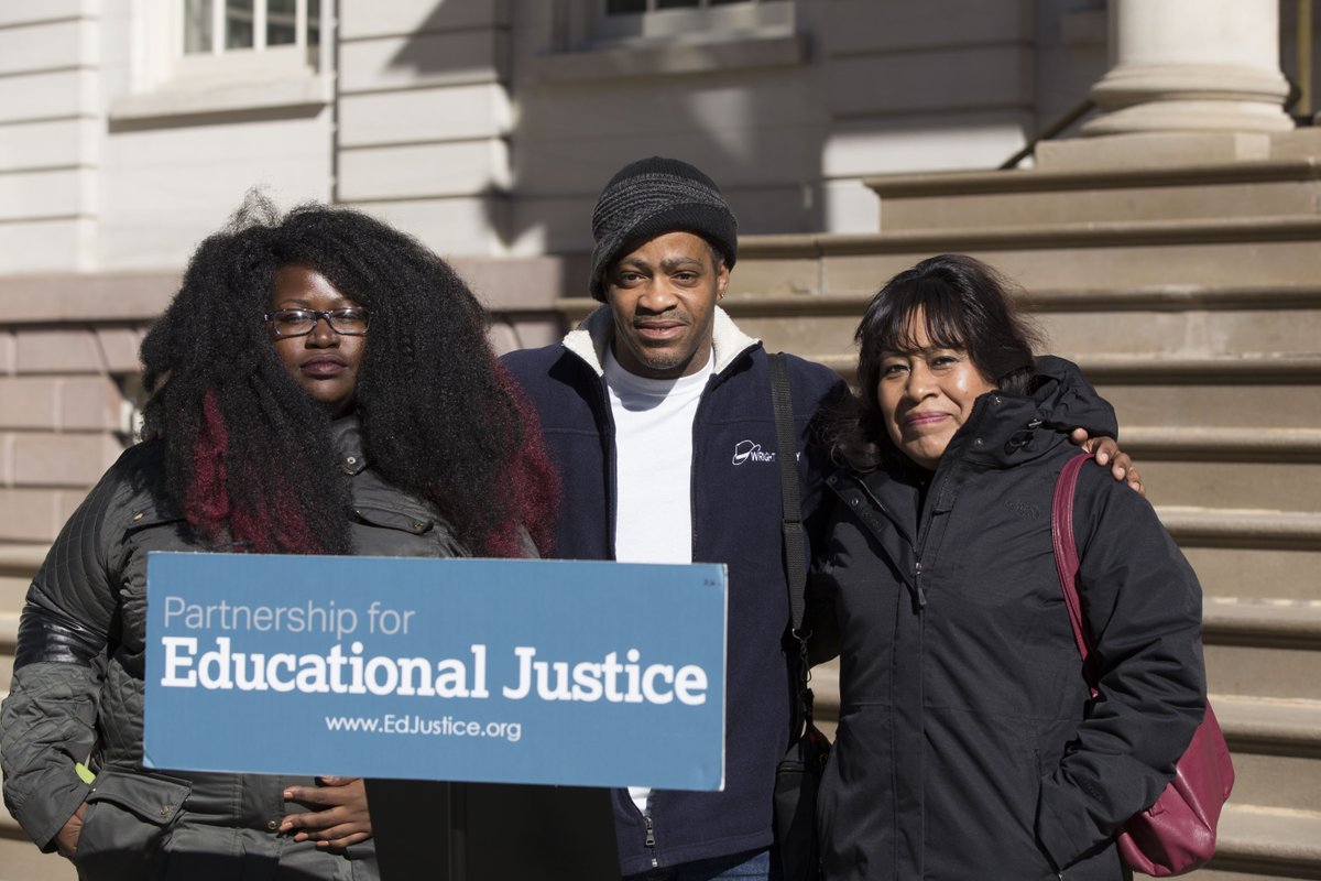 Part4EduJustice's tweet photo. The plaintiffs of #WrightvNY rallied on courthouse steps this morning in celebration of their case moving forward https://t.co/SHAC2YLyd9