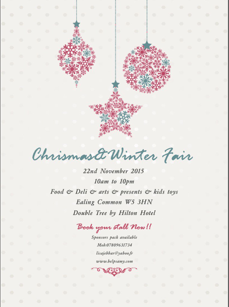 HelpSamyWalk's tweet photo. @BeautePublicist plz #helpMyBoy #fundraising #XMAS #fair #stalls still available https://t.co/ocjNXWocan
