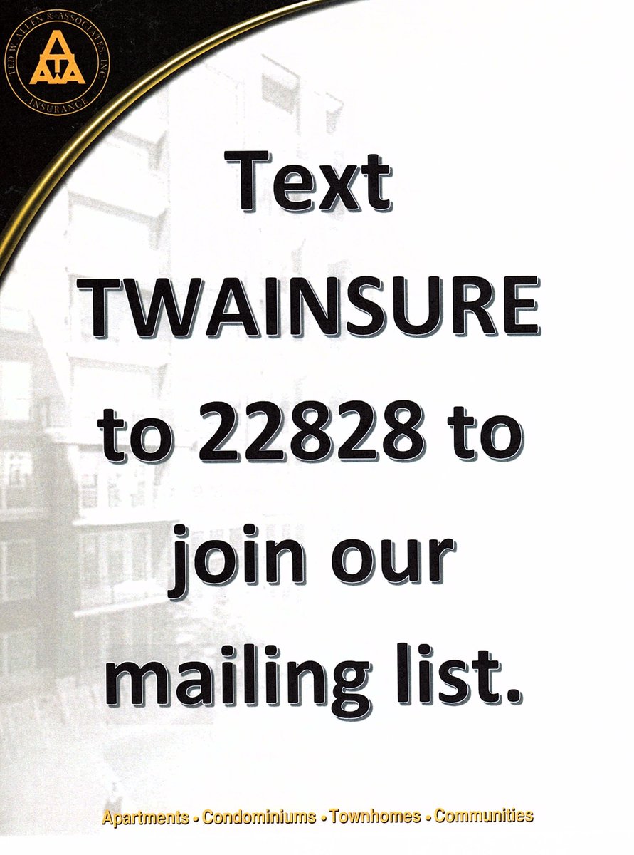 TWAAinsurance's tweet image. Text to join our mailing list!!
#texttojoin  #TWAINSSURE