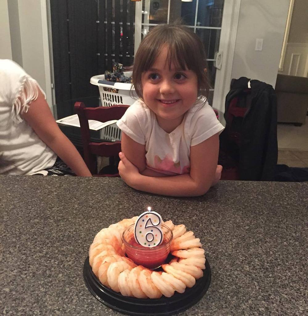 Erwin_Doug_1971's tweet photo. Lyra is 6 today. Not a big fan of cake, she requested a shrimp ring instead. Love my littl… https://t.co/ust7Wed4t2 https://t.co/O59qYTw7ta