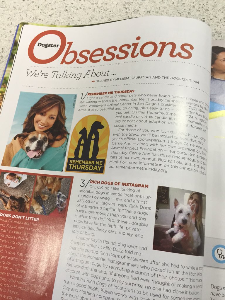 Thank you for the @richdogsofig story @dogster magazine! 🐶 #richdogsofig #richdogsofinstagram #dogster