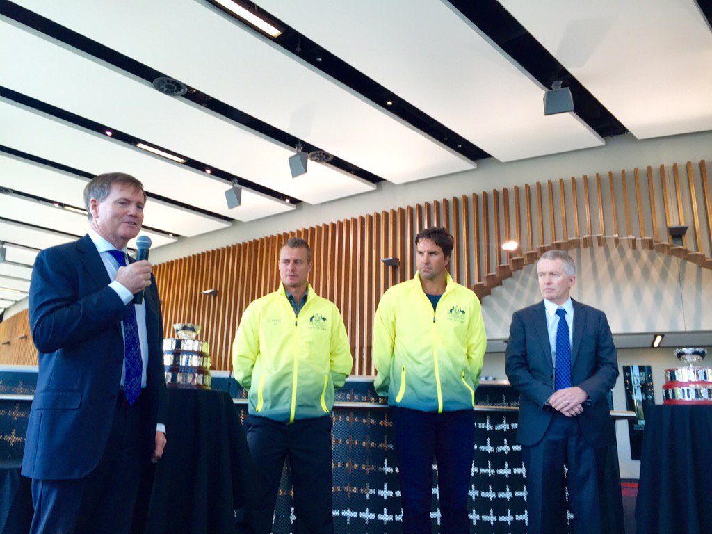 TennisAustralia's tweet photo. #Healy: "It's a pleasure to announce our new #DavisCup captain @lleytonhewitt" https://t.co/tdz2Q7W9Qs